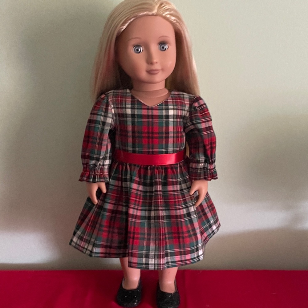 Plaid Dress Doll with Red Belt
